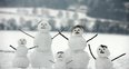 A family of snowmen on Box Hill
