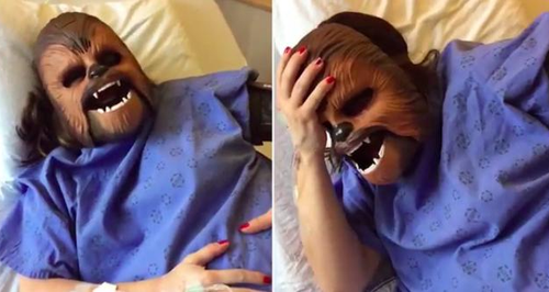 Chewbacca Woman during labour